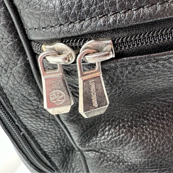 Longchamp Black Leather Le Foulonné Backpack Bag - Picture 3 of 11